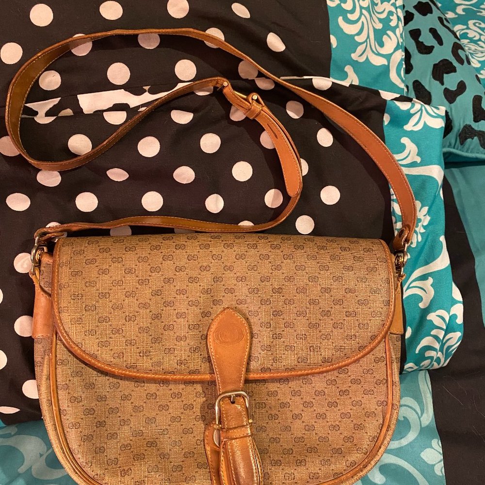 Vintage GUCCI GG Monogram Saddle Bag Shoulder Bag
